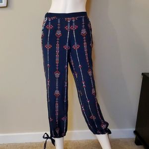 Abbeline floral cropped pants, S, blue and pink